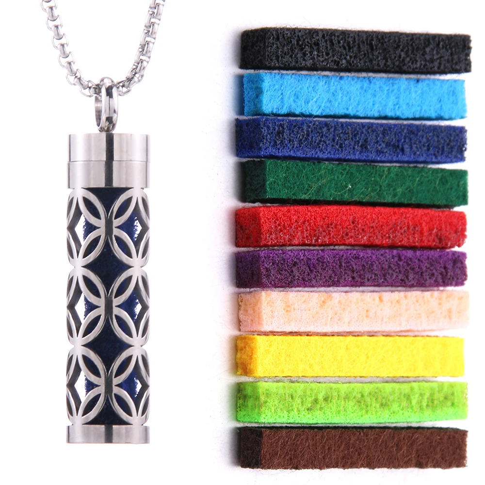 Aromatherapy diffuser necklace with interchangeable pads 