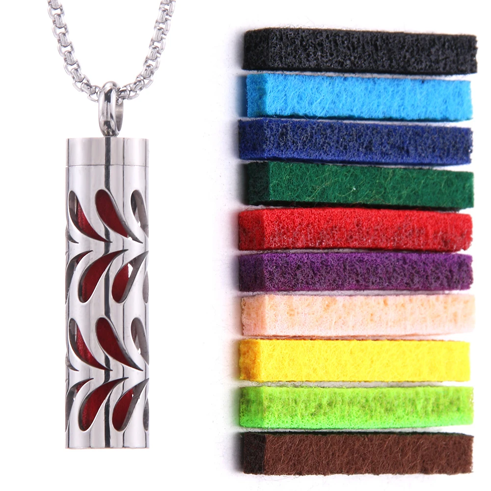 Aromatherapy diffuser necklace with interchangeable pads 