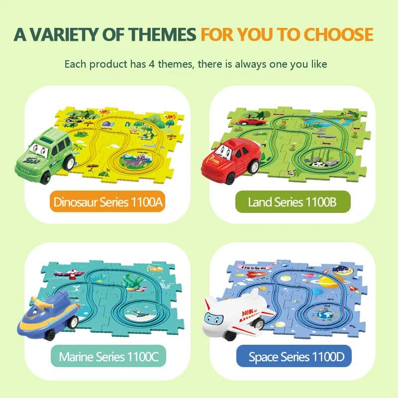 Educatieve circuitpuzzel met elektrische voertuigen 