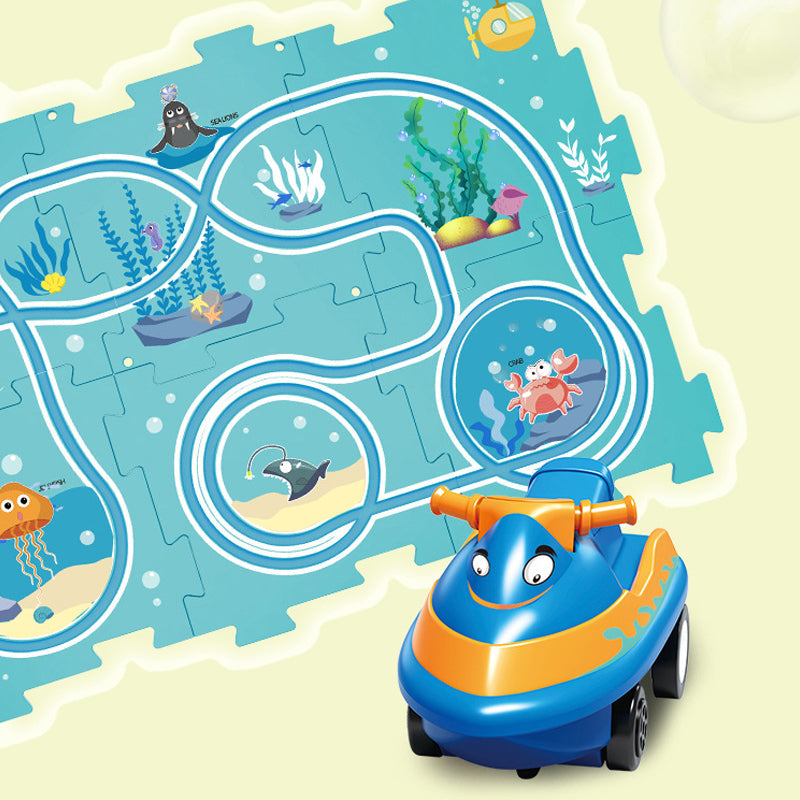 Sähkökäyttöisten ajoneuvojen opettavainen piirros-puzzle 