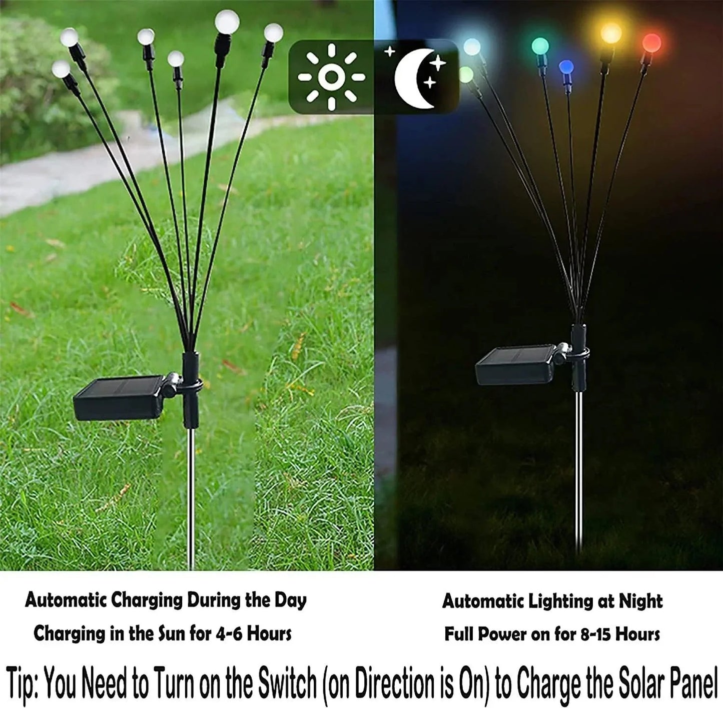 مصابيح حديقة مع اليراعات 