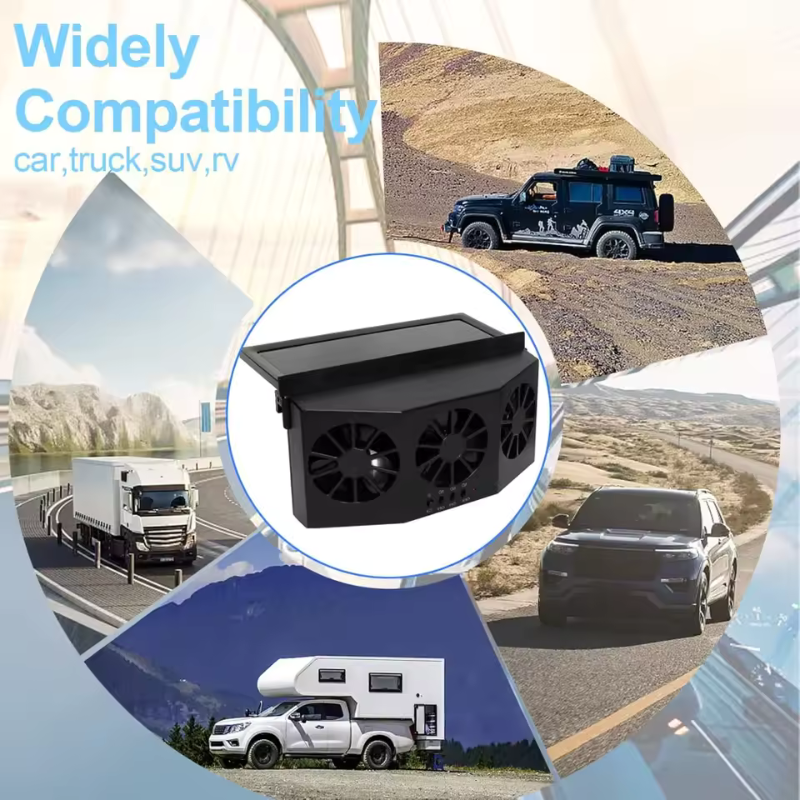 Ventilateur solaire pour voiture avec recharge USB