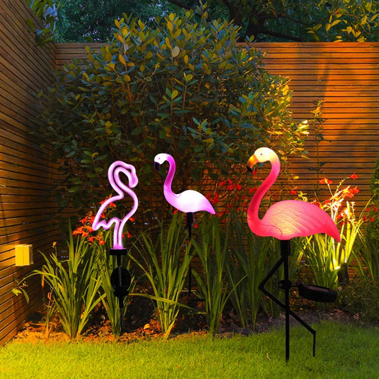 Flamingo Rosa lysende solenergi – Magisk hage om natten 
