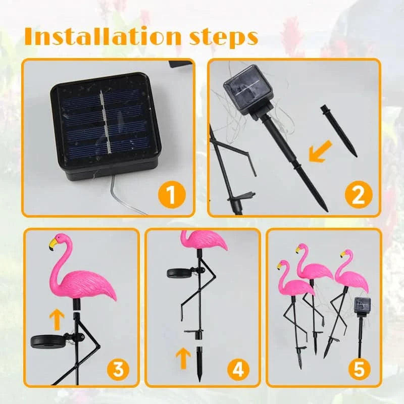 Flamingo Rosa luminoso solare – Giardino magico di notte 