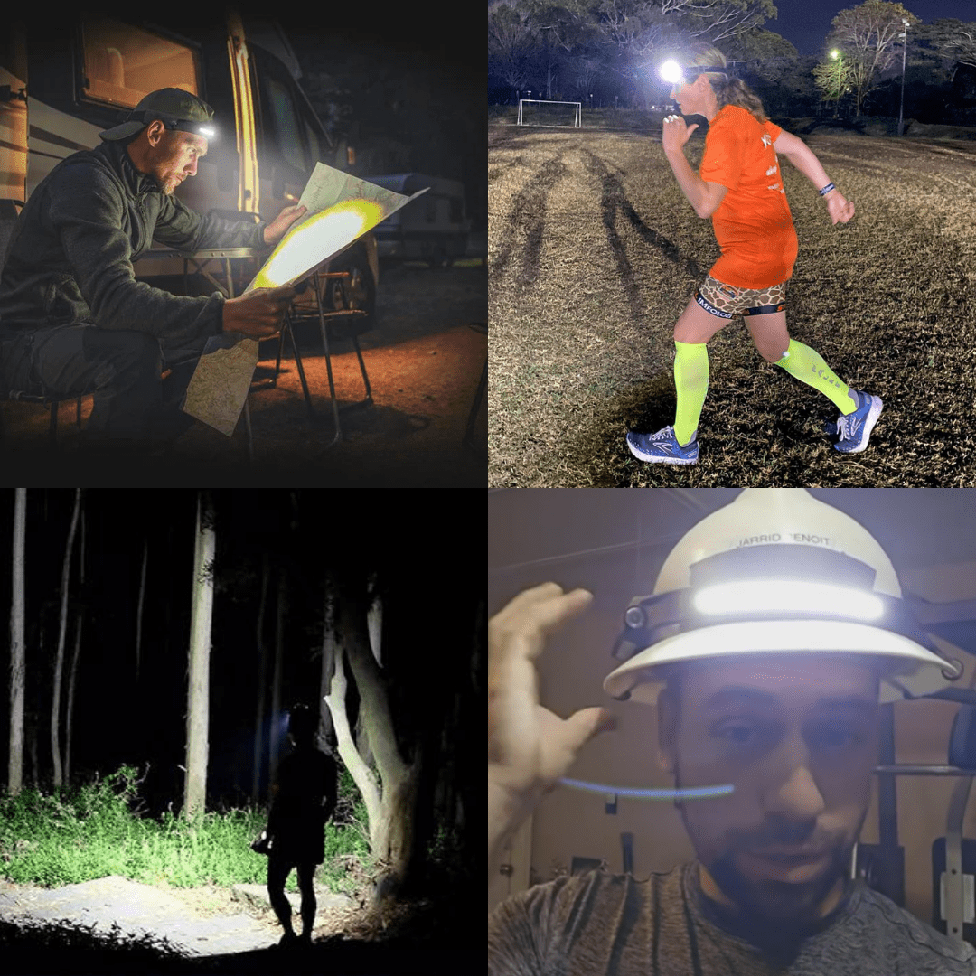 Huvudlampa med vidvinkel för total sikt 