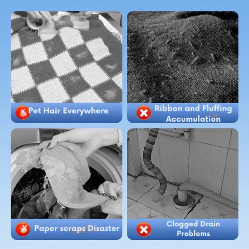 Filtrácia proti chlpom, vlasom a zvyškami pre práčku 